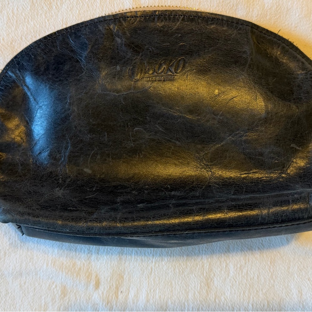 Sseko Black Leather Cosmetic Pouch